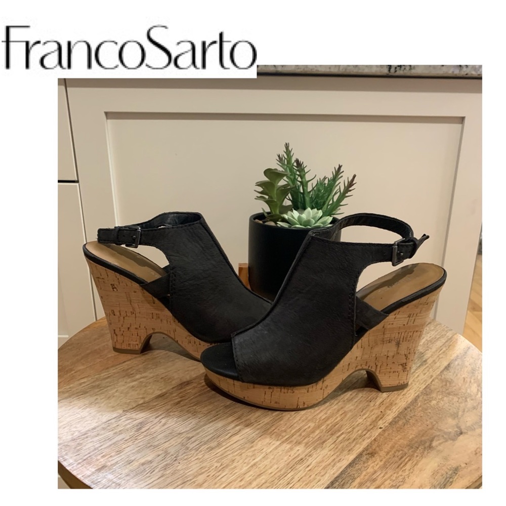 FRANCO SARTO Black Platform Sandals